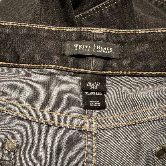 White House Black Market Blanc Flare Leg Black Jeans Pants Sz 14S (35x29) - Picture 13 of 13